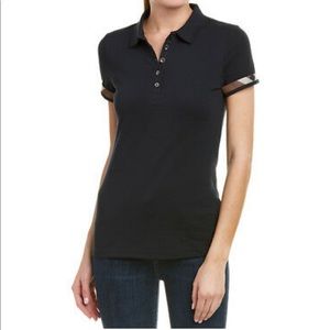 Burberry Check Trim Stretch Cotton Pique Polo